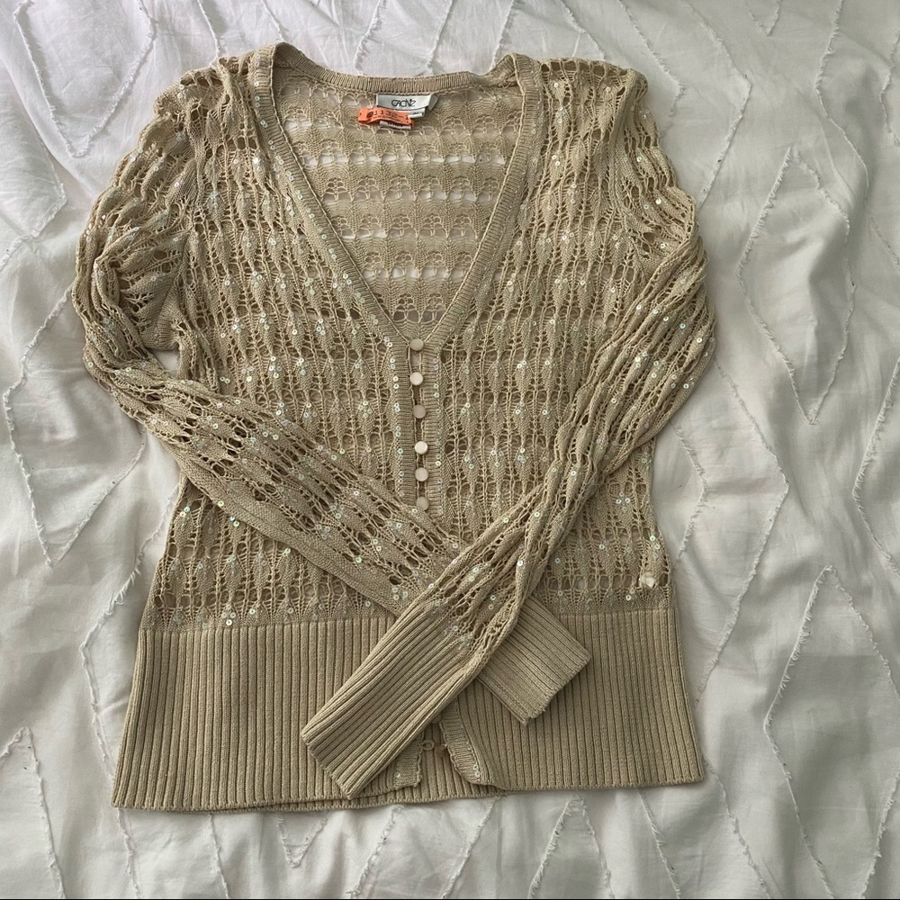 2000s iridescent silk knit cardigan
